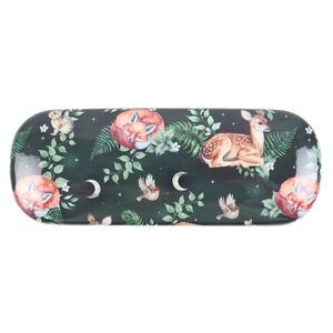 Something Different Fawn And Friends Forest Print Glasses Case / Green/Brown/Whi